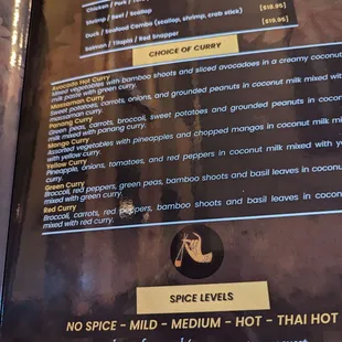 Menu as of October 2024