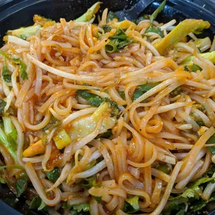 Vegan pad Thai extra cilantro, added broccoli instead of fried tofu to get my veggies in