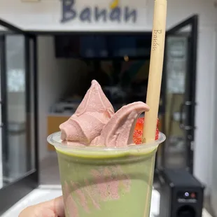 Strawberry Matcha Float
