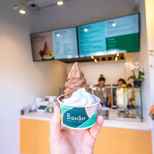 Chocolate Haupia- Chocolate Banan topped with Coconut Whipped Cream, Macnella, and shaved coconut!