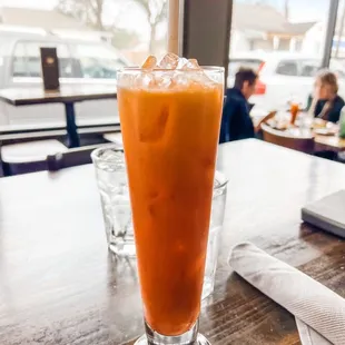 a tall glass of iced tea