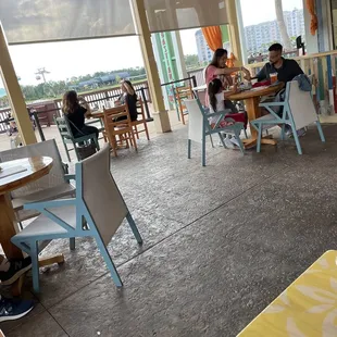 9-10 tables due to Covid restrictions and a few high tops at the bar