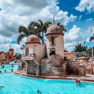 a large pool with people in it