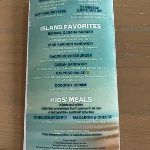 Appetizers, Food and Kid's Meals