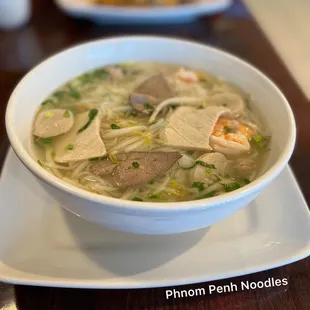 Phonm Pehn Noodles; House Special (Pork, Liver, Shrimp, Squid, Meatballs) $9.95