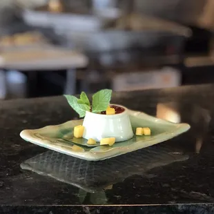 Fresh Pandan Leaf Panna Cotta with coconut milk