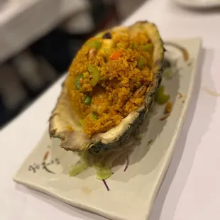 Veggie Pineapple Fried Rice... served in a real pineapple!