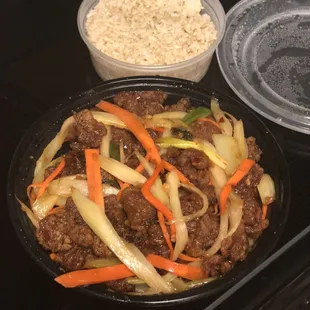 Spicy Crispy Beef with Brown Rice