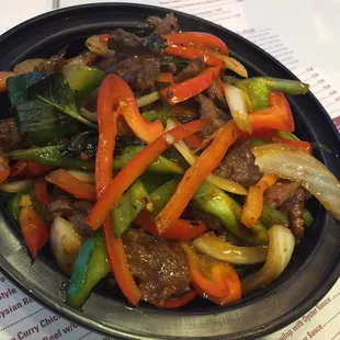 Roommate's ostrich dish. He said it tasted like beef but healthier.