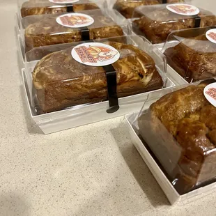 Pumpkin bread packaged and ready for delivery.