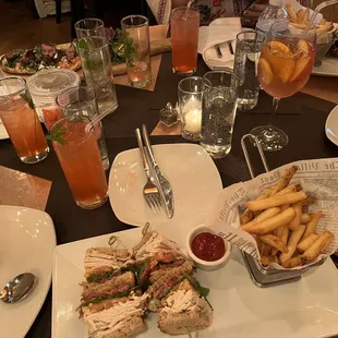 Turkey Club, French onion soup