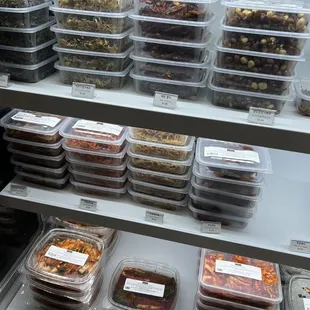 a variety of food in plastic containers