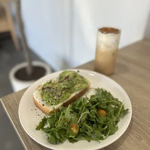 Avocado Toast and Arugula Salad