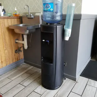 Empty water dispenser. Dare I  drink from the wash station?