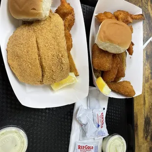 Drum and fish, shrimp platter.