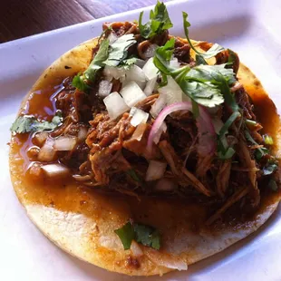 Chicken Chile rojo taco