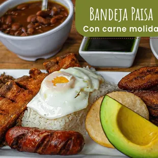Bandeja Paisa
Con Carne Molida