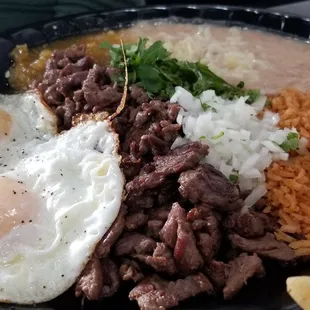 Breakfast steak &amp; eggs $8.50. Let&apos;s of food and tasty