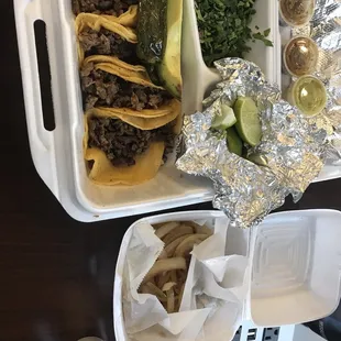 Mini tacos (asked for sliced onions instead of the one you gave to peel)