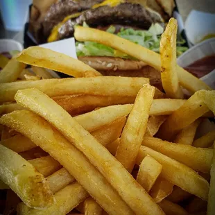 Fries and Double Cheeseburger