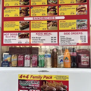 Menu and drinks