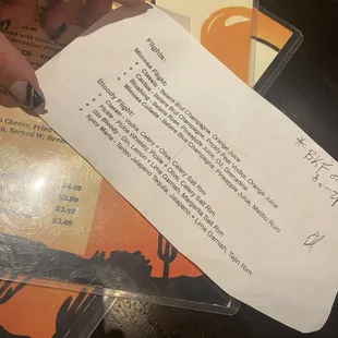 The description of the Bloody Mary Flight. The fixin&apos;s we received didn&apos;t quite match up.