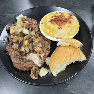 Ribeye steak loaded mashed potatoes