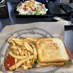 Blt with fries and grilled ranch salad