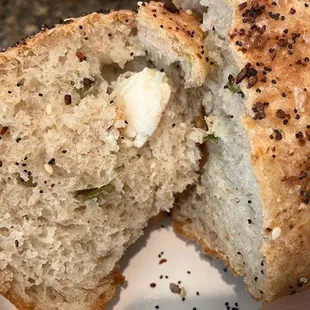 said "full of cream cheese" one nickel-sized piece $4