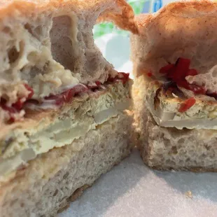 sandwich on foccaccia (with potatoes)