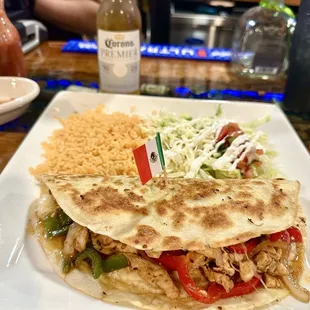 Chicken Fajita Quesadilla. Absolutely delicious and fresh. Very tasty. Highly recommend
