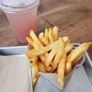 Signature fries and lavender lemonade