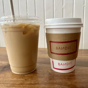 Iced Vanilla Latte and an Americano