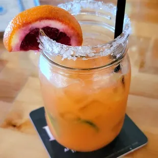 Blood orange margarita, add jalapeno