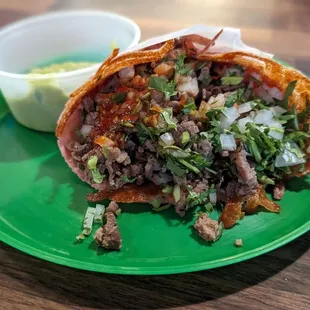 Quesotaco (with guacamole on the side) - asada