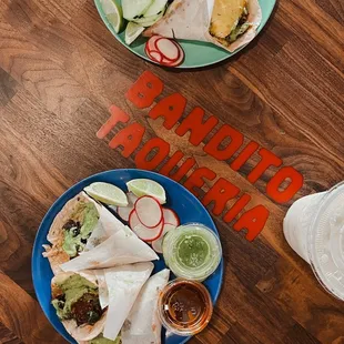 Al pastor, carne asada, horchata, mushroom taco, tacos