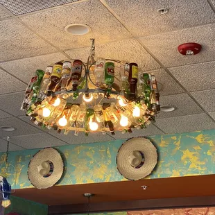 Cool beer bottle chandelier !