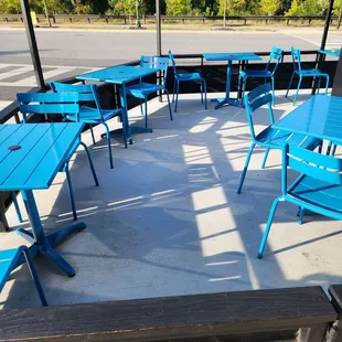 empty tables and chairs