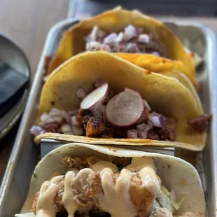 78047Birria Taco, 78023Al Pastor Taco, 78029Dynamite Fish Taco (Blackened)