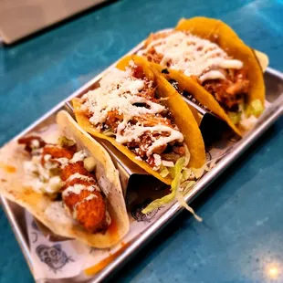 One Nashville Hot (didn't like) and two chicken tinga (liked)