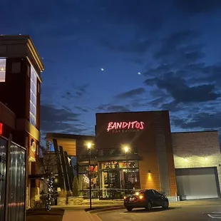 Outside view of restaurant from parking lot.