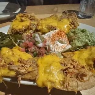 Pulled chicken nachos small order consists of 6 very filling and again delicious!