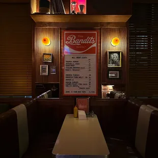 the menu on the wall