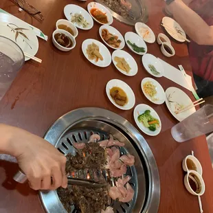 Chicken, Beef Bulgogi, and Brisket with side dishes!