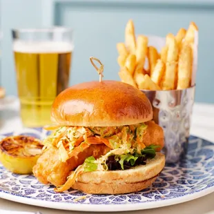 a plate with a sandwich and french fries