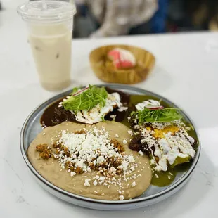 Huevos divorciados with short ribs.