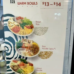 Warm bowls menu