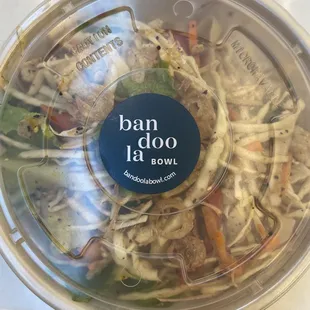 Spicy peanut chicken wheat noodle bowl