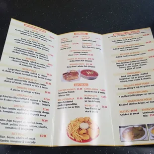 a menu for a taqueria