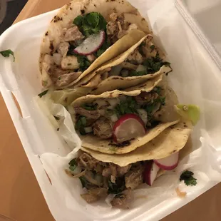 4 Tacos - 2 Chicken, 2 Carnitas